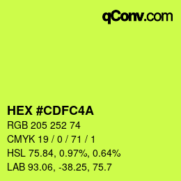 颜色代码: HEX #CDFC4A | qconv.com