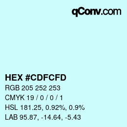 Color code: HEX #CDFCFD | qconv.com