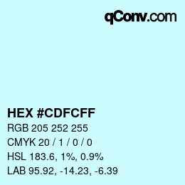 Color code: HEX #CDFCFF | qconv.com