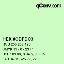 カラーコード: HEX #CDFDC3 | qconv.com