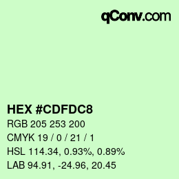 カラーコード: HEX #CDFDC8 | qconv.com