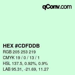カラーコード: HEX #CDFDDB | qconv.com