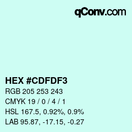 Color code: HEX #CDFDF3 | qconv.com