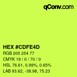 Color code: HEX #CDFE4D | qconv.com