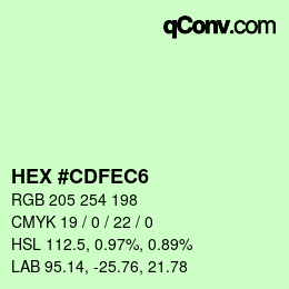 颜色代码: HEX #CDFEC6 | qconv.com