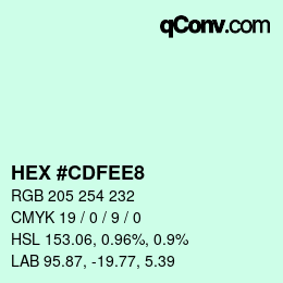 颜色代码: HEX #CDFEE8 | qconv.com