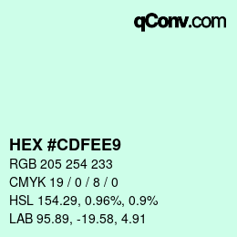 颜色代码: HEX #CDFEE9 | qconv.com