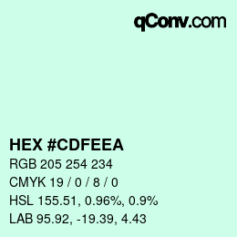 颜色代码: HEX #CDFEEA | qconv.com