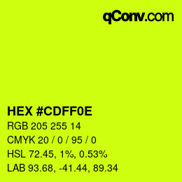 Color code: HEX #CDFF0E | qconv.com