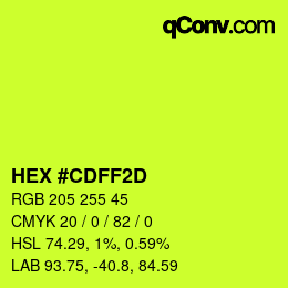 Farbcode: HEX #CDFF2D | qconv.com