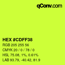 Color code: HEX #CDFF38 | qconv.com
