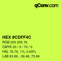 Color code: HEX #CDFF4C | qconv.com