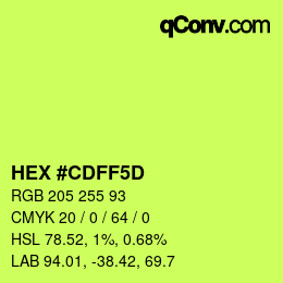 颜色代码: HEX #CDFF5D | qconv.com