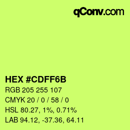 カラーコード: HEX #CDFF6B | qconv.com