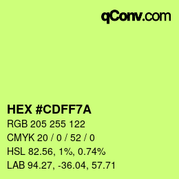 カラーコード: HEX #CDFF7A | qconv.com