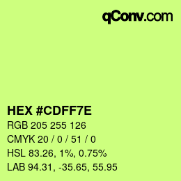 Color code: HEX #CDFF7E | qconv.com