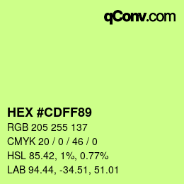 Color code: HEX #CDFF89 | qconv.com