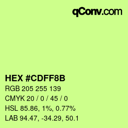 Color code: HEX #CDFF8B | qconv.com