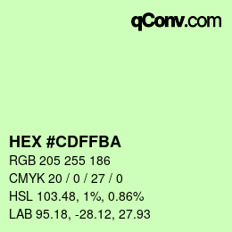颜色代码: HEX #CDFFBA | qconv.com