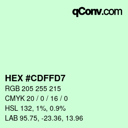 Color code: HEX #CDFFD7 | qconv.com