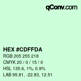 カラーコード: HEX #CDFFDA | qconv.com