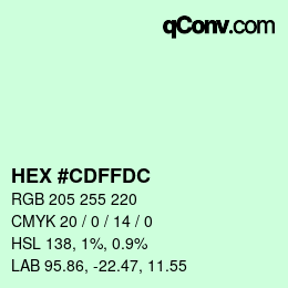 Color code: HEX #CDFFDC | qconv.com