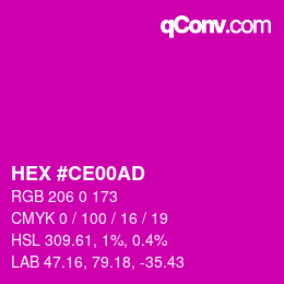 Color code: HEX #CE00AD | qconv.com