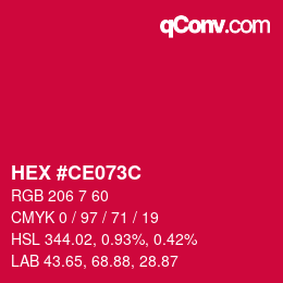 Color code: HEX #CE073C | qconv.com