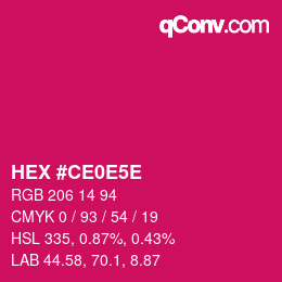 Color code: HEX #CE0E5E | qconv.com