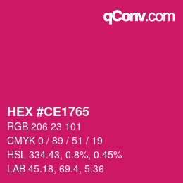 颜色代码: HEX #CE1765 | qconv.com
