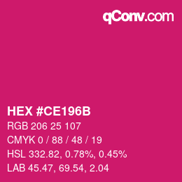 Color code: HEX #CE196B | qconv.com