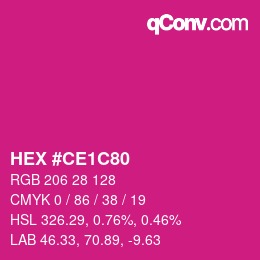 Code couleur: HEX #CE1C80 | qconv.com