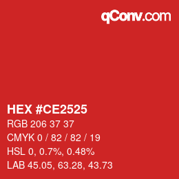 Color code: HEX #CE2525 | qconv.com