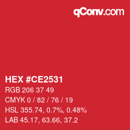 Color code: HEX #CE2531 | qconv.com