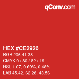 Color code: HEX #CE2926 | qconv.com