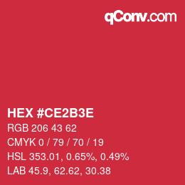 Color code: HEX #CE2B3E | qconv.com