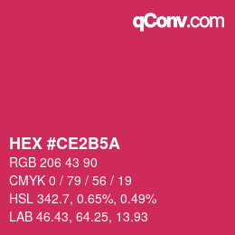 Color code: HEX #CE2B5A | qconv.com