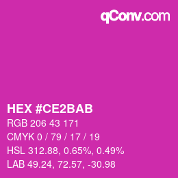 Color code: HEX #CE2BAB | qconv.com