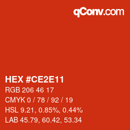 Color code: HEX #CE2E11 | qconv.com