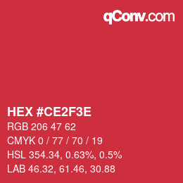 Color code: HEX #CE2F3E | qconv.com