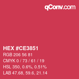 颜色代码: HEX #CE3851 | qconv.com