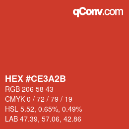 Color code: HEX #CE3A2B | qconv.com