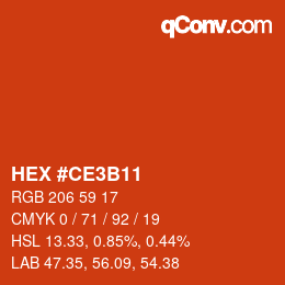 カラーコード: HEX #CE3B11 | qconv.com