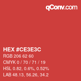 Farbcode: HEX #CE3E3C | qconv.com