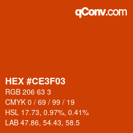カラーコード: HEX #CE3F03 | qconv.com