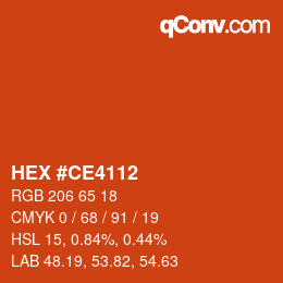 Color code: HEX #CE4112 | qconv.com