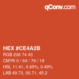 カラーコード: HEX #CE4A2B | qconv.com