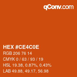 颜色代码: HEX #CE4C0E | qconv.com