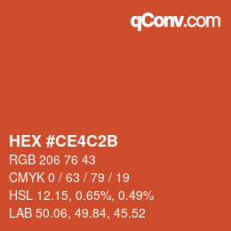 カラーコード: HEX #CE4C2B | qconv.com