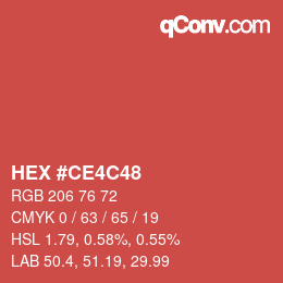 颜色代码: HEX #CE4C48 | qconv.com